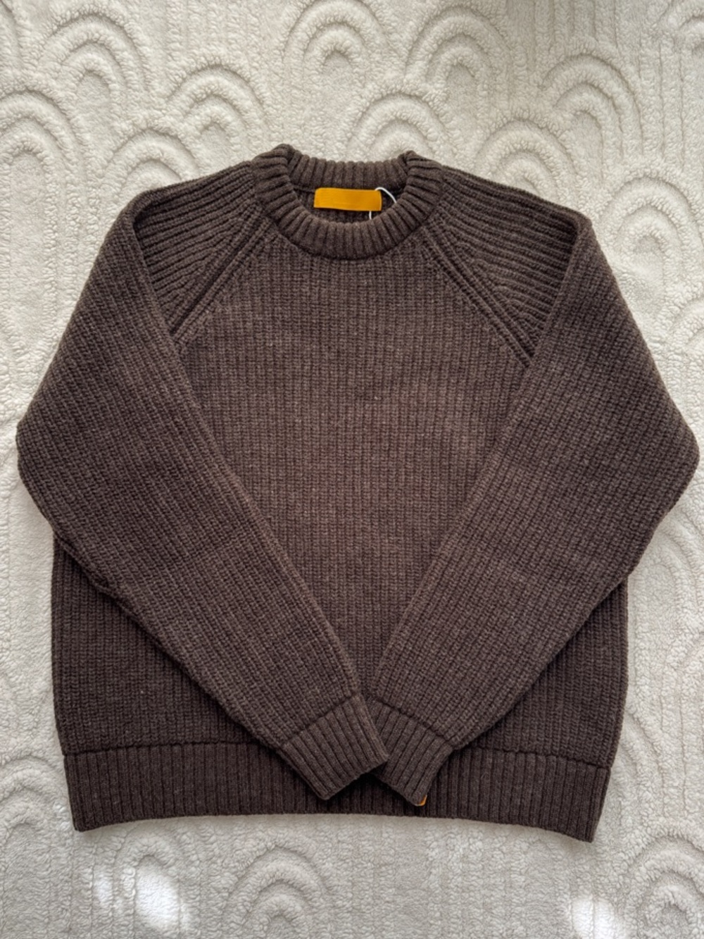 Unisex Crewneck Ribbed Sweater in Dark Brown